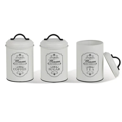 MR-1771CS ZESTAW 3 POJEMNIKÓW METALOWYCH *PARIS MAISON*