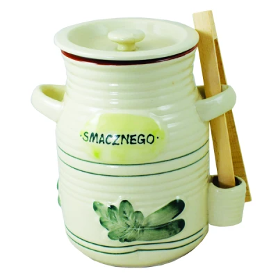 CH-POJEMNIK CERAMICZNY 3,5L NA OGÓRKI ZE SZCZYPCAMI BIAŁY 3156