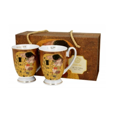 KOMPLET 2 KUBKÓW PORCEALNOWYCH Duo Gustav Klimt porcelana 320 ml