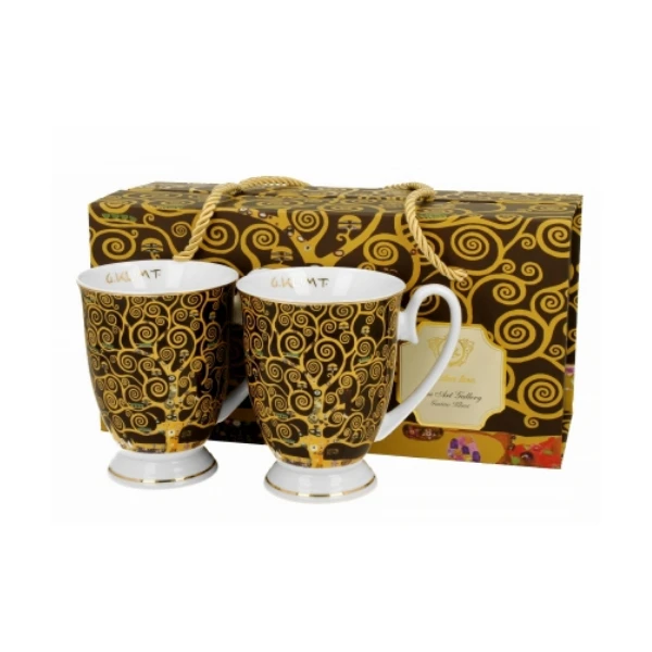 KOMPLET 2 KUBKÓW PORCEALNOWYCH Duo Golden Line porcelana 320 ml