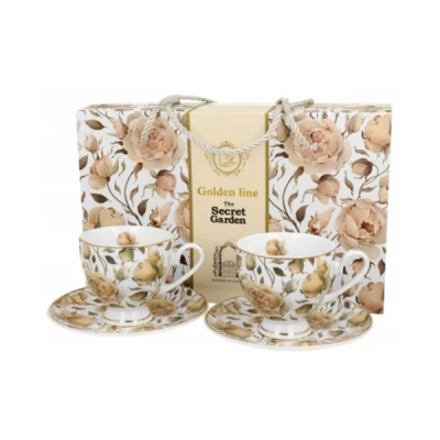 FILIŻANKI DO KAWY ZE SPODKAMI 2 SZTUKI ZESTAW PORCELANOWE PREZENTOWE