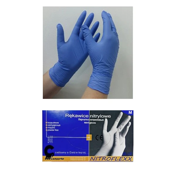 SILBET-RĘKAWICE NITRYLOWE *M* NITROFLEXX NIEBIESKIE A'100