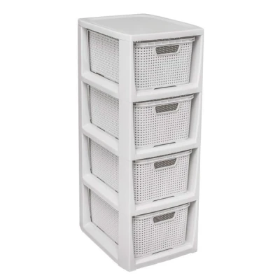 BRANQ-STOJAK Z 4 KOSZYKAMI *BIEL ANTYCZNA/KREM* /1726/