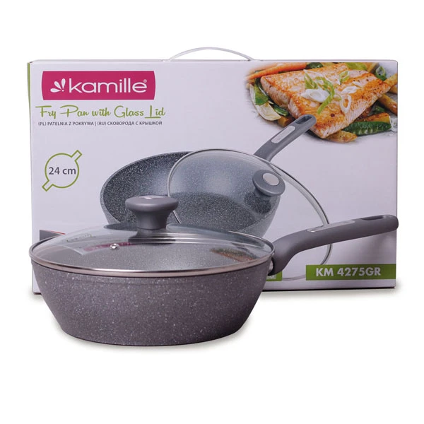 PATELNIA 24CM GRANITOWA GŁĘBOKA Z POKRYWĄ 4275GR