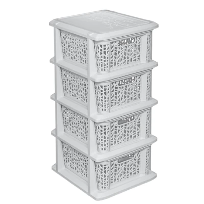 BRANQ-STOJAK BAMBOO Z 4 KOSZYKAMI BIEL ANTYCZNA 1764