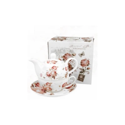 FILIŻANKA DO KAWY HERBATY ZE SPODKIEM ZESTAW Z IMBRYKIEM CZAJNIKIEM PREZENT