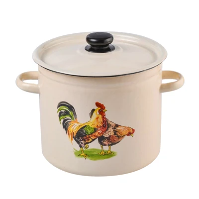 RYB-GARNEK EMALIOWANY ZDOBIONY 22CM Z/P 7L KOGUT 1620