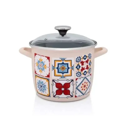 SGARNEK EMALIOWANY DO GULASZU 20CM 5,1L Z POKRYWĄ SZKLANĄ METALAC PORTO