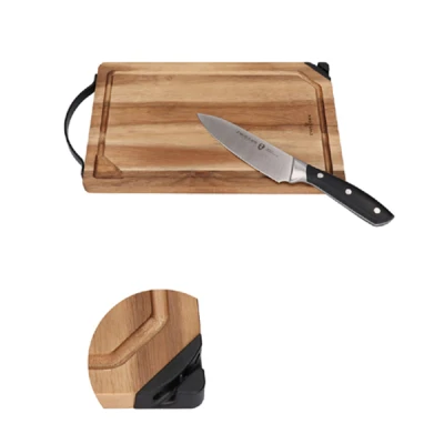 ZWI-DESKA AKACJOWA Z NOŻEM I OSTRZAŁKĄ *OPTIMA*