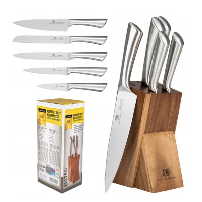 KOMPLET ZESTAW 5 NOŻY W BLOKU MATEO KHT4 KOMPLET NOŻY KUCHENNYCH