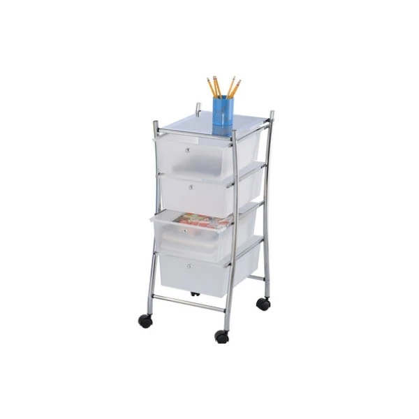 MX3054-REGAŁ NA KÓŁKACH Z 4 PLASTIKOWYMI PÓŁKAMI