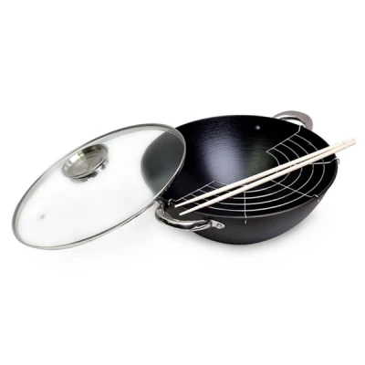 PATELNIA WOK 32*11CM ŻELIWNA Z POKRYWĄ 4807