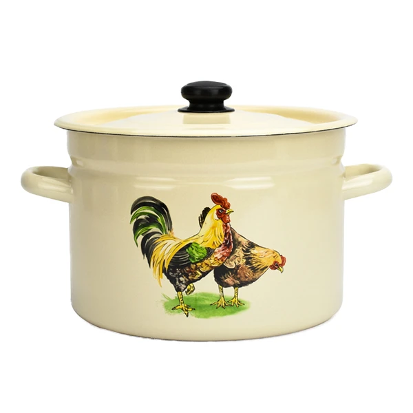 RYB-GARNEK EMALIOWANY ZDOBIONY 26CM Z/P 9L KOGUT 1621