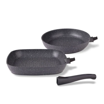 SPL-4800 ZESTAW 2 PATELNI 24/26CM ZE ZDEJMOWANĄ RĄCZKĄ GRANIT