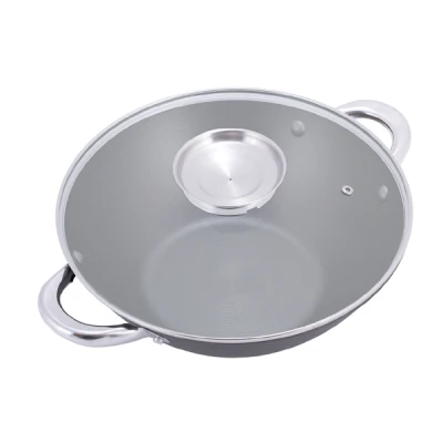 PATELNIA WOK 28*9,5CM ŻELIWNA Z POKRYWĄ 4806