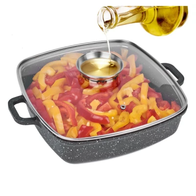 TAD-GARNEK KWADRAT INDUKCJA NON-STICK *CHELSEA* Z/P Z AROMATYZEREM 4.5L + NAKŁADKI 28X28X7,5CM