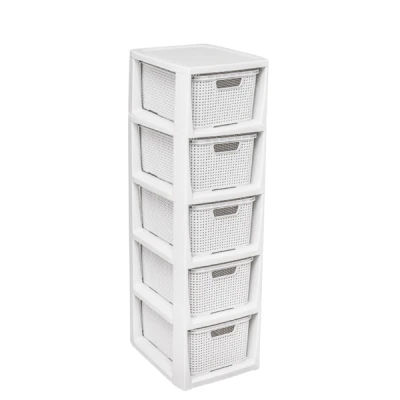 BRANQ-STOJAK Z 5 KOSZYKAMI BIEL ANTYCZNA/KREM /1728/