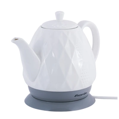 CZAJNIK ELEKTRYCZNY BEZPRZEWODOWY CERAMICZNY KAMILLE 1200 W 1,5 L biały