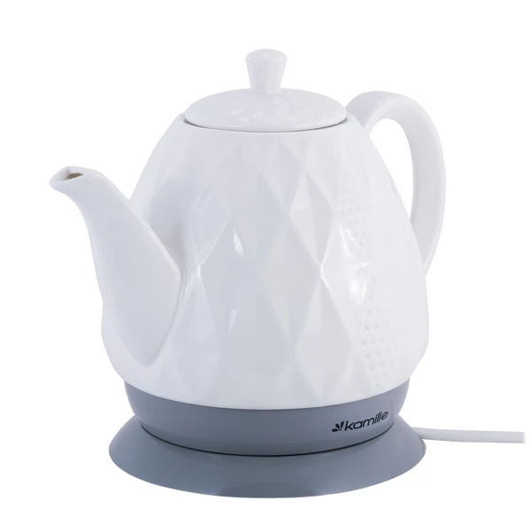 CZAJNIK ELEKTRYCZNY BEZPRZEWODOWY CERAMICZNY KAMILLE 1200 W 1,5 L biały