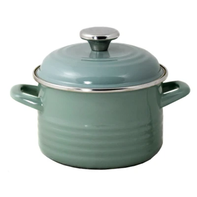 GARNEK EMALIOWANY Z POKRYWĄ 24CM 6,7L METALAC SW PASTELOWY ZIELONY