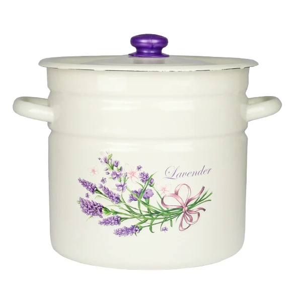RYB-GARNEK EMALIOWANY ZDOBIONY 26CM Z/P 12L LAWENDA 1624