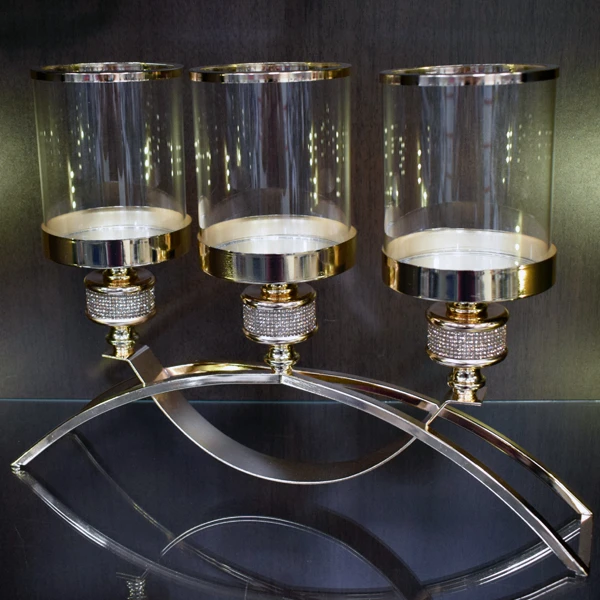 TARA-ŚWIECZNIK METALOWY Z KOLSZEM 3-RAMIENNY GOLD 11671