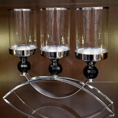 TARA-ŚWIECZNIK METALOWY Z KOLSZEM 3-RAMIENNY SILVER 11751