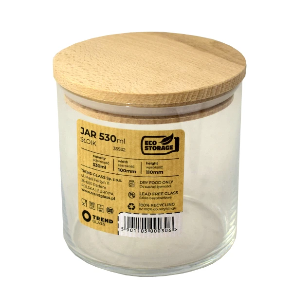 ECO STORAGE POJEMNIK Z DREWNIANĄ POKRYWĄ 530ML 35532
