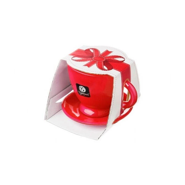 GLA-FILIŻANKA+SPODEK CZERWONA 230ML